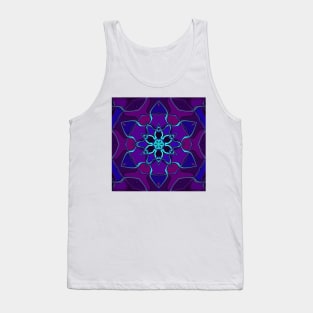 Cartoon Mandala Flower Blue and Purple Tank Top